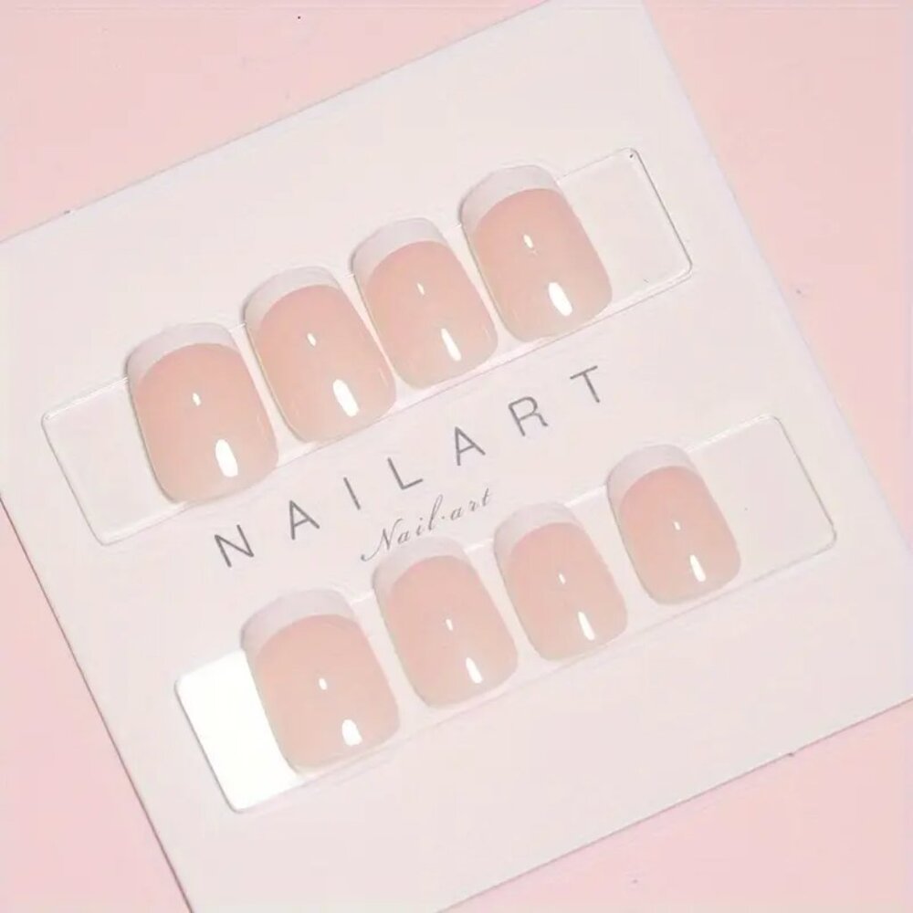 🦋3For$20🦋 NWT Lucky Nails Pink and White French Style Glossy Press-On Nails